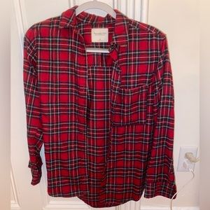 Abercrombie and Fitch Red Plaid Flannel, Size XS